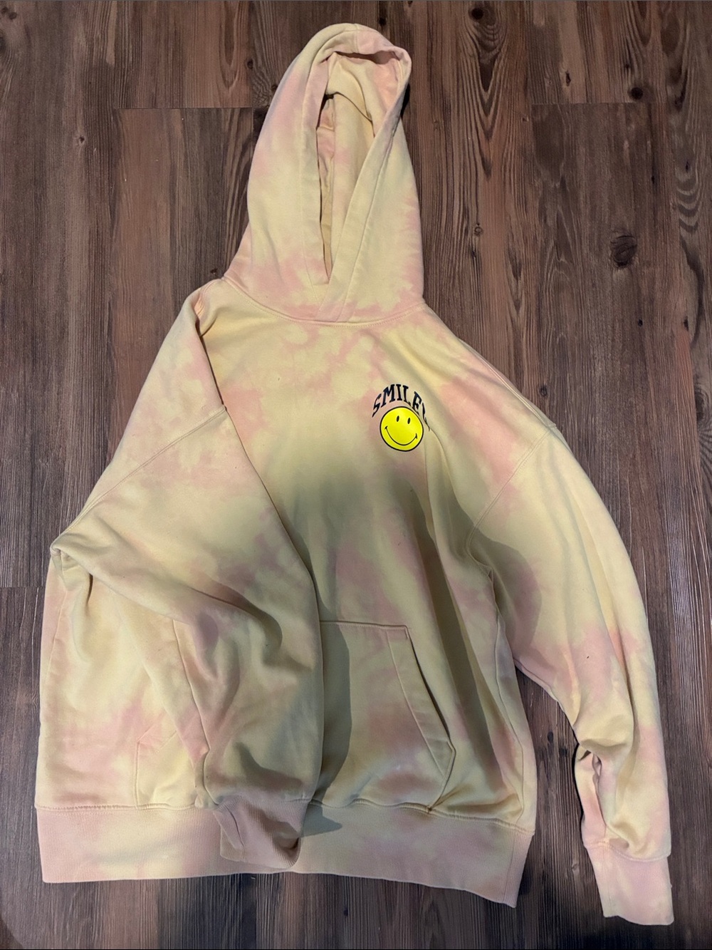 Smile Tie-Dye Hoodie Jacket - Yellow & Pink Lightweight Pullover